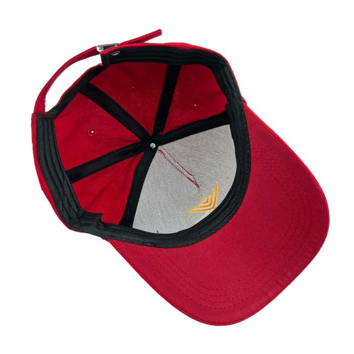 Red Chabad Baseball Cap with Golden Embroidered Menorah Logo – 100% Cotton Adjustable Jewish Cap