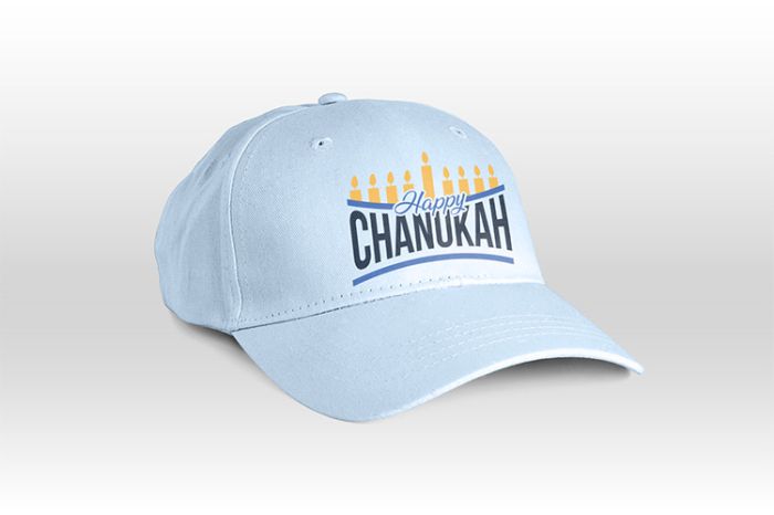 Happy Chanukah Baseball Cap Light Blue – Jewish Hanukkah Embroidered Cotton Hat