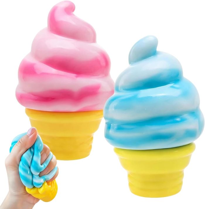 Ice cream shaped stress relief toy maltose filled squishy
