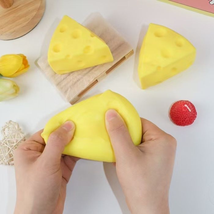 Squishy cheese toy for stress relief and focus