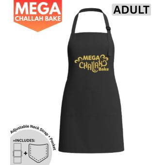 Black w/ Golden Logo - Adult Mega Challah Bake Apron