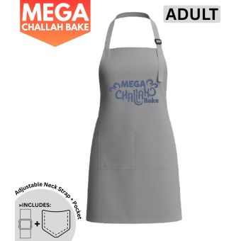 Grey w/ Blue Logo - Adult Mega Challah Bake Apron