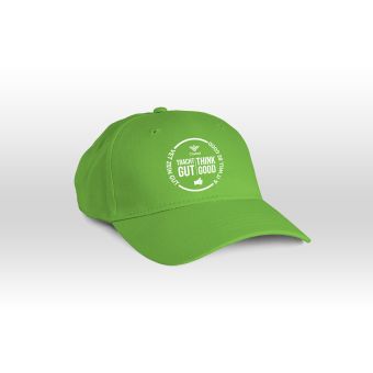Green Baseball Cap embroidered with “Tracht Gut Vet Zein Gut – Think Good & It Will Be Good” inspirational message, 100% cotton adjustable Chabad hat