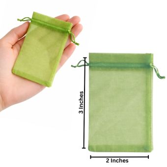 Green - Mesh Drawstring Pouch [2x3 Inches]