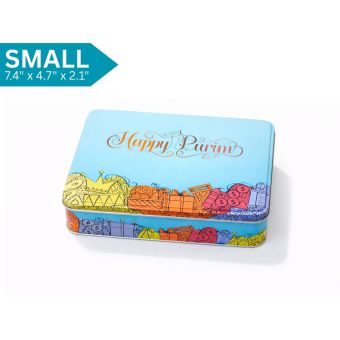 EMPTY - Small Happy Purim Shaloch Manos Tin Container