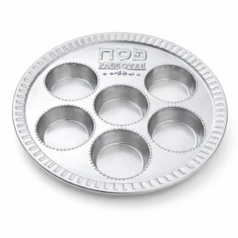 Durable Traditional Silver-Like Plastic Seder Plate with Deep 3oz Pockets