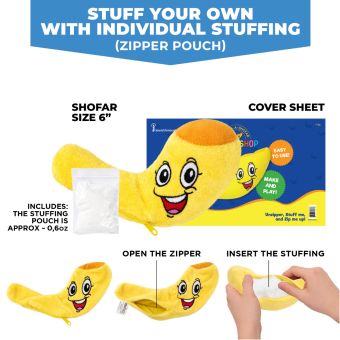 Build & Decorate your Own Plush Shofar With Individual Stuffing 8 Inch - YOM TOV FRIENDLY