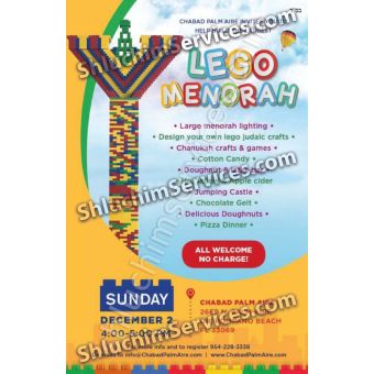 Building Community Lego Menorah Flyer Design