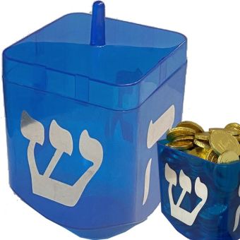 Jumbo 7" Blue Refillable Dreidel – Chanukah Display & Centerpiece