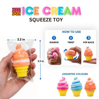 Needoh ice cream squeeze toy assorted colors soft squishy fidget