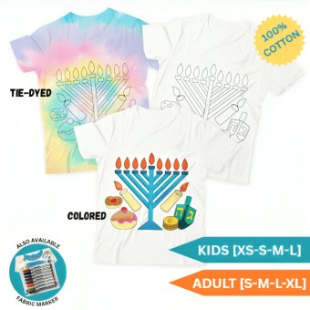 Color / Tie-Dye your own Chanukah Tshirt - Kids and Adult Sizes