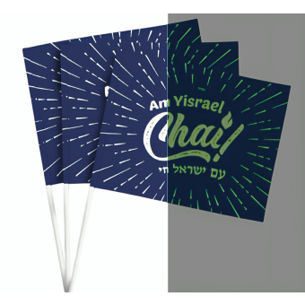 Glow in the Dark Am Yisrael Chai Flag on Stick