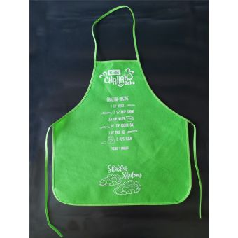 GREEN Nonwoven KIDS Challah Bake Aprons w Recipe for 2 challahs