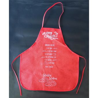 Red Nonwoven KIDS Challah Bake Aprons w Recipe for 1 challah