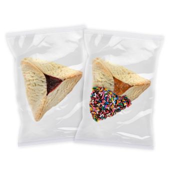 Jumbo Hamantashen Plain & Colorful Sprinkle - Individually Wrapped in Clear Packaging