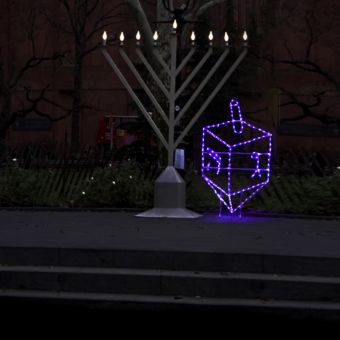 Hanukkah & Blue Outdoor Dreidel Light Up Display - 3.5 Feet