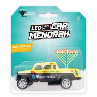 LED LIGHT UP CAR MENORAH ON PICKUP TRUCK - Yellow / Green