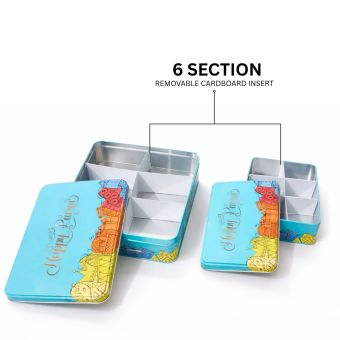 Happy Purim Shalach Manos Tin Container filled with treats, perfect for Purim gifting