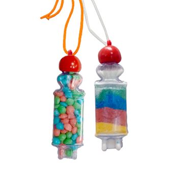 Torah Sand Art Bottles filled with colorful sand and candies