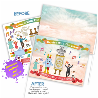 TORAH FLAG Reusable Sticker Scene ™  - ALLOWED ON SHABBOS AND YOM TOV!