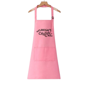 PINK COTTON MEGA CHALLAH BAKE APRONS WITH BLACK PRINT