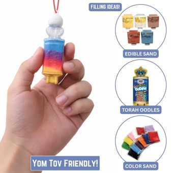 Torah Sand Art Bottles filled with colorful sand and candies